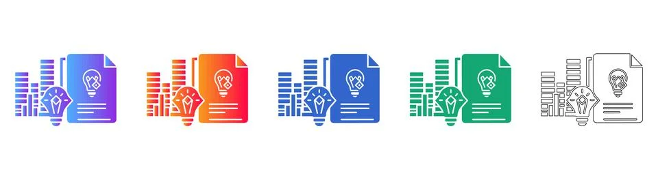 Data Analysis and Lightbulb Idea Document Icons Stock Illustration