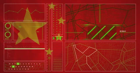 Data analysis and mapping animation over red background with Chinese flag Stock Footage 306637859