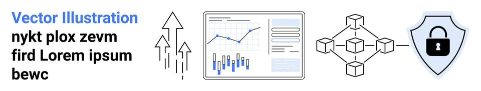 Data Analysis and Network Security Concept with Growth Charts, Blockchain Stock Illustration