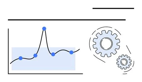 Data Analysis and Optimization Concept with Graph and Gears Connection Stock Illustration