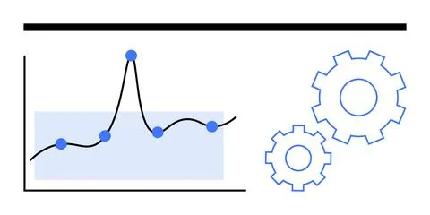 Data Analysis and Process Optimization with Graph and Gear Symbols Illustrazione stock