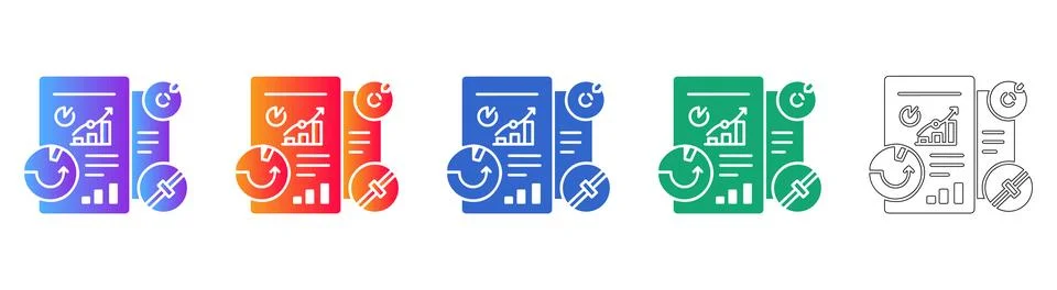 Data Analysis and Process Reporting Icons イラスト素材