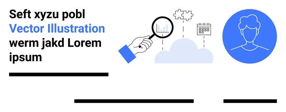 Data Analysis and Profile Security Concept with Cloud and Calendar Elements Stock Illustration