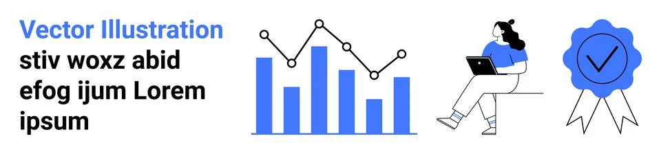 Data Analysis and Quality Assurance with Graphs, Remote Work, and Certifica.. Stock Illustration