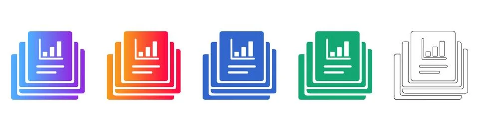 Data Analysis and Report Icon Collection Illustrazione stock