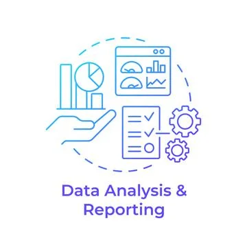 Data analysis and reporting blue gradient concept icon Stock Illustration