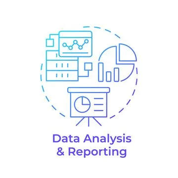 Data analysis and reporting blue gradient concept icon Stock Illustration