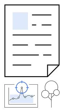 Data Analysis and Reporting Concept with Document, Chart, and Graphic Element イラスト素材