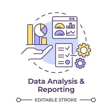 Data analysis and reporting multi color concept icon Stock Illustration