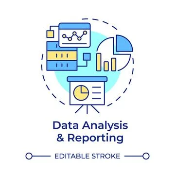 Data analysis and reporting multi color concept icon Stock Illustration