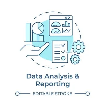Data analysis and reporting soft blue concept icon Stock Illustration