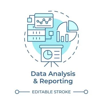 Data analysis and reporting soft blue concept icon Stock Illustration