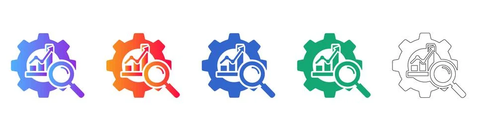 Data Analysis and Research Gear Icon Set Illustrazione stock