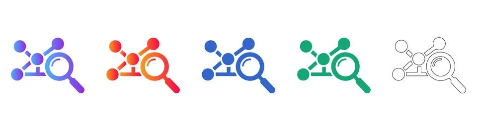 Data Analysis and Research Search Icons Set Stock Illustration