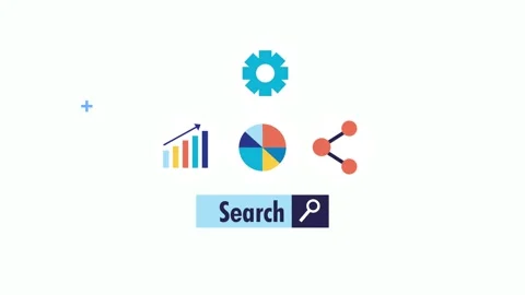 Data analysis and search concept animation with business icons and search b.. Stock Footage 339086110