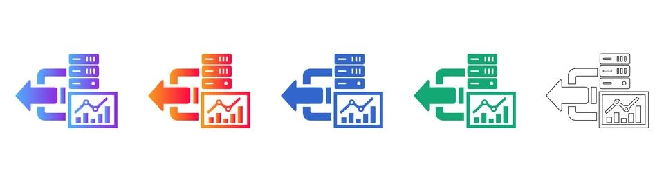 Data Analysis and Server Management Icon Set for Business Intelligence Stock Illustration