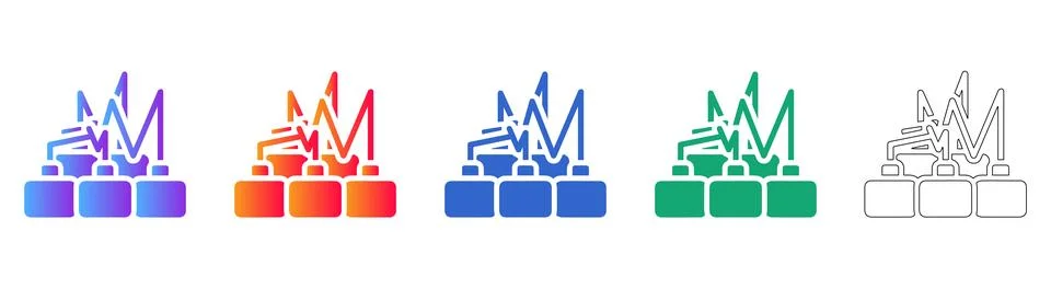 Data Analysis and Statistical Trends Icons Illustrazione stock