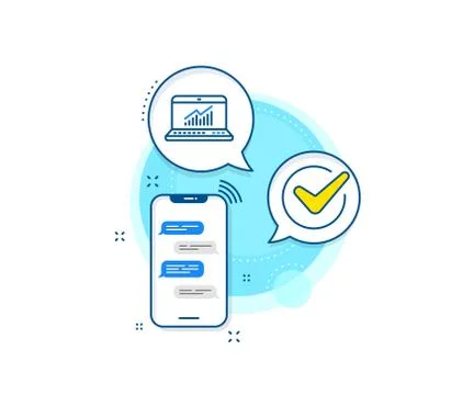 Data Analysis and Statistics line icon. Computer. Vector Stock Illustration