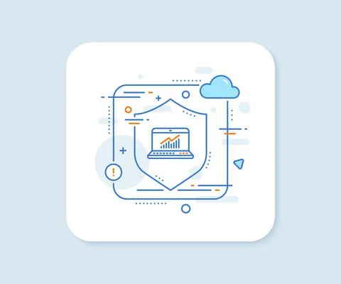 Data Analysis and Statistics line icon. Computer. Vector Stock Illustration