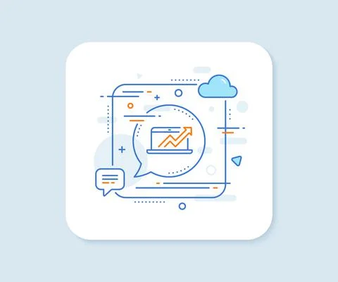 Data Analysis and Statistics line icon. Computer. Vector Stock Illustration