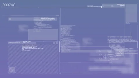 Data analysis and system performance animation over blue technical interface 库存影片 305133449