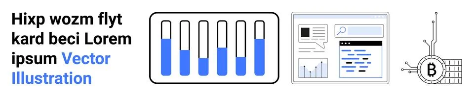 Data Analysis and Technology Concept with Graphs and Diagrams for Web Layouts Stock Illustration