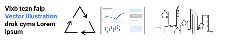 Data Analysis and Urban Development with Recycling Concept Stock Illustration