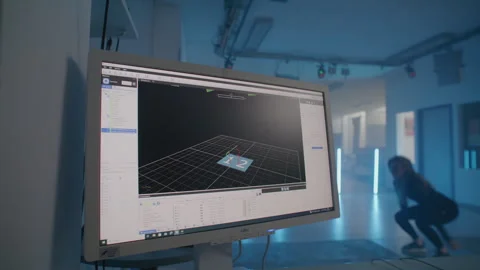 Data analysis application, 3d display technology, simulated motion capture Stock Footage 301371007