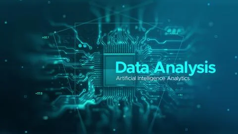 Data Analysis. Artificial Intelligence Analytics. Digital Agency. Illustrazione stock