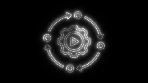 Data Analysis Automation Outline Icon in HD Video Neon Animation Stock Footage 304554013