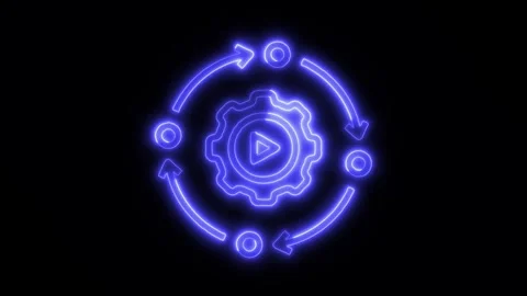 Data Analysis Automation Outline Icon in HD Video Neon Animation Stock-Footage 304554015