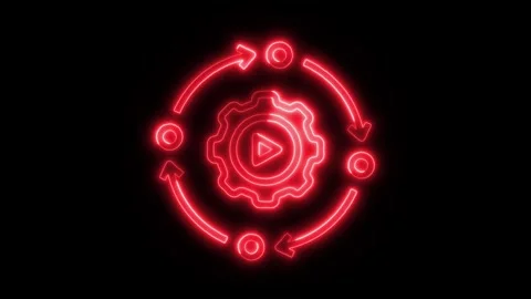 Data Analysis Automation Outline Icon in HD Video Neon Animation Stock-Footage 304554018