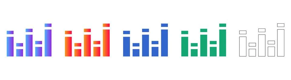 Data Analysis Bar Chart Icon Set Stock Illustration
