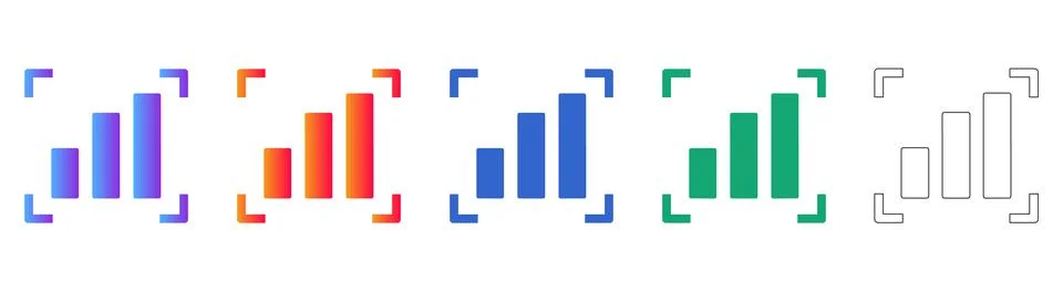 Data Analysis Bar Chart Interface Icons Stock Illustration