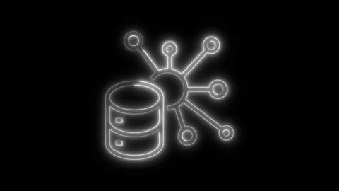 Data Analysis Big Data Outline Icon in HD Video Neon Animation Stock Footage 304553821