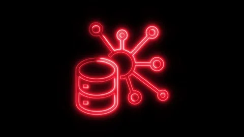 Data Analysis Big Data Outline Icon in HD Video Neon Animation Vídeos de archivo 304553832