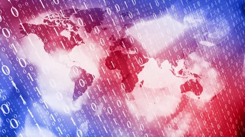 Data analysis binary code animation with digital pattern and world map Stock Footage 246182800