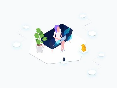 Data Analysis Blockchain Platform Isometric Stock Illustration