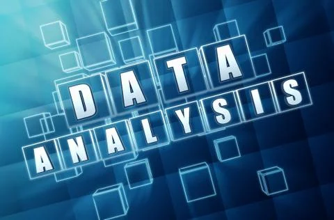 Data analysis in blue glass cubes Illustrazione stock