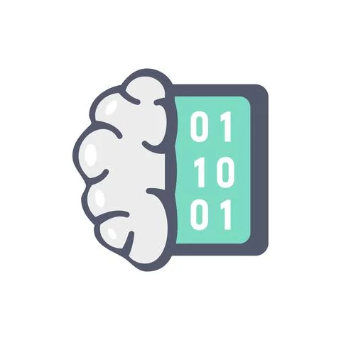 Data analysis brain icon flat isolated vector Stock Illustration