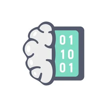 Data analysis brain icon flat isolated Stock Illustration