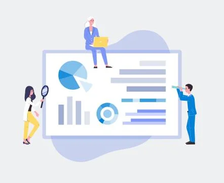 Data analysis, business analytics banner with people flat vector illustration. Stock Illustration