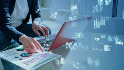 Data analysis. Business chart. Financial technology. FinTech. Marketing. Managem Video stock 149279501