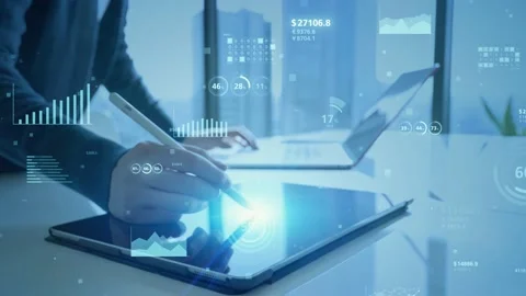 Data analysis. Business chart. Financial technology. FinTech. Marketing. Managem Stock Footage 149279551