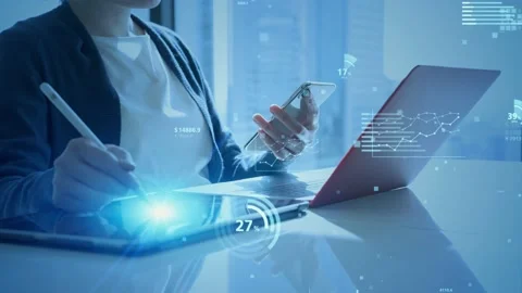 Data analysis. Business chart. Financial technology. FinTech. Marketing. Managem Stock Footage 149279556