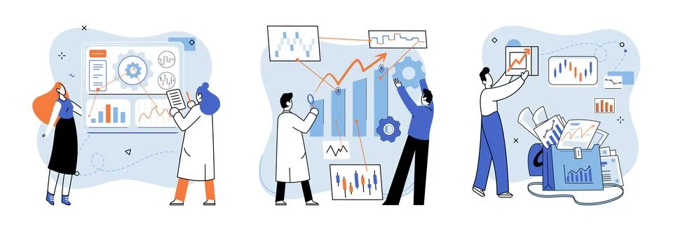 Data analysis. Business commerce is increasingly driven by data and analytics to Ilustración de archivo