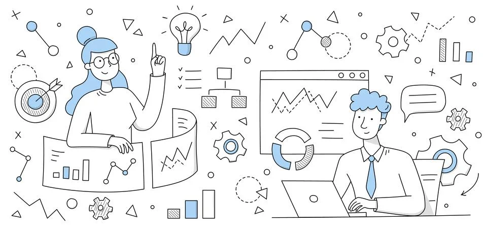 Data analysis business concept, analysts people 스톡 일러스트