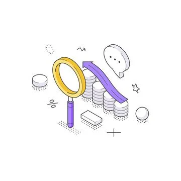 Data analysis for business growth and financial success. Isometric vector ill Stock Illustration