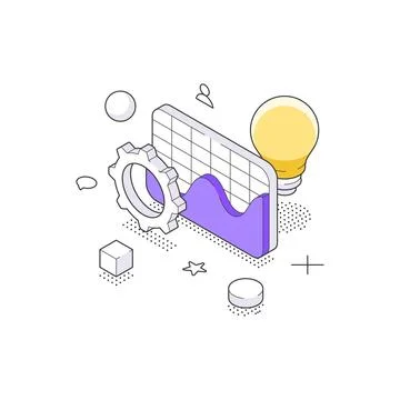 Data Analysis For Business Idea And Strategy Development Isometric Vector I.. Stock Illustration