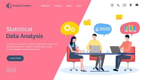 Data analysis, business statistic, team of management and marketing department Illustrazione stock
